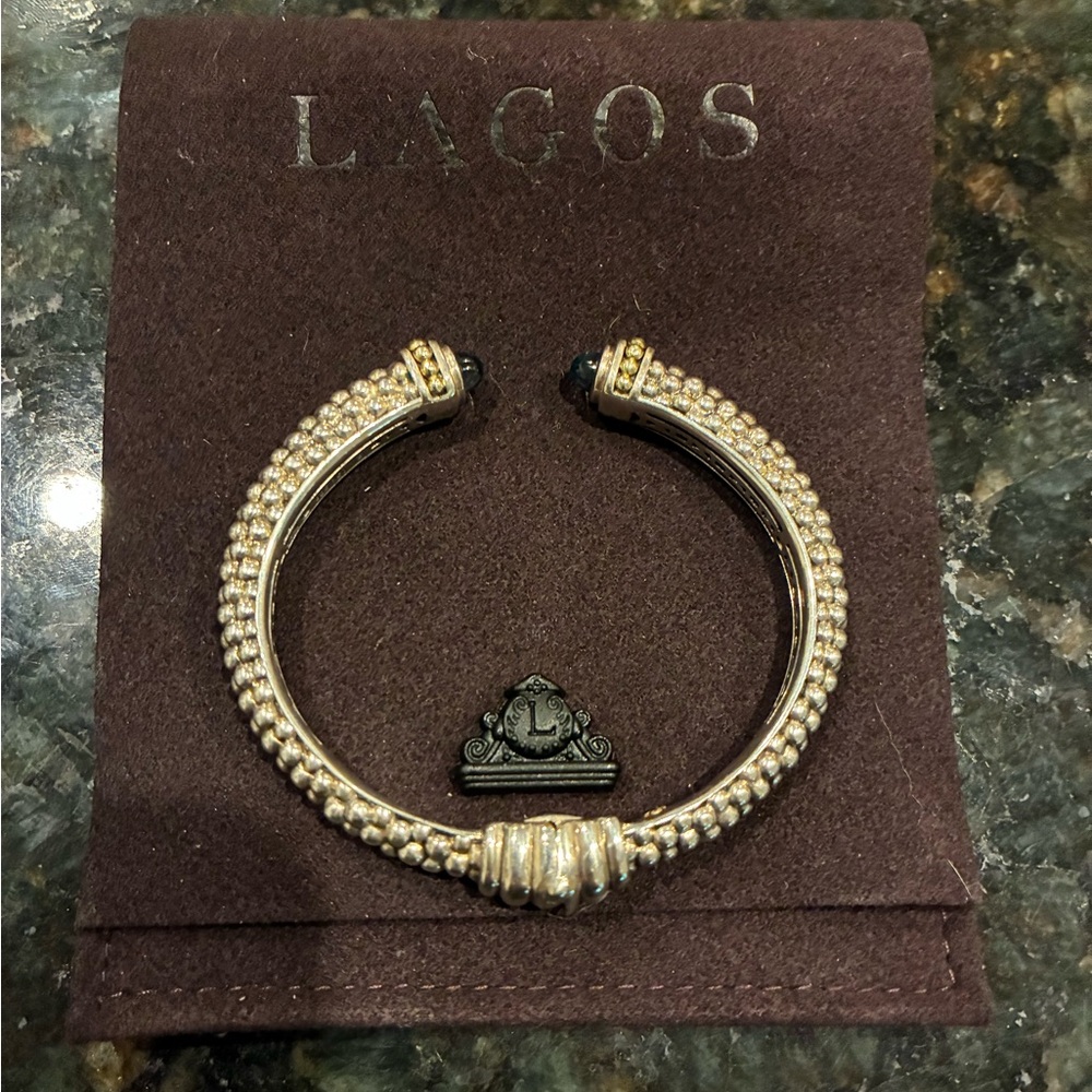 LAGOS Silver and Blue Beaded Bracelet